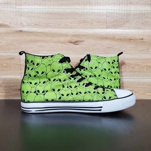 Hot Topic Alien Green White Hightop Sneakers Men's Size 9